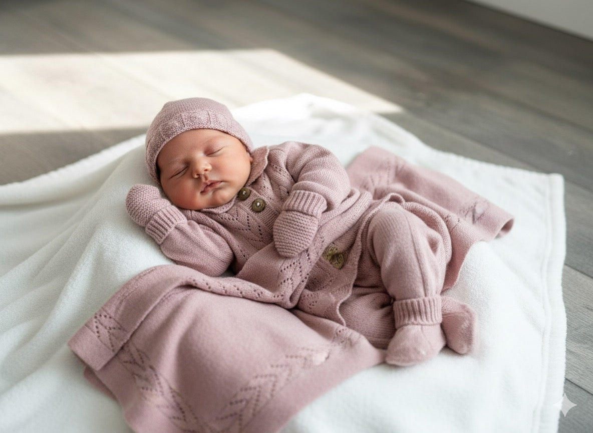 Pleteni set za izlazak iz porodilišta 6 delova