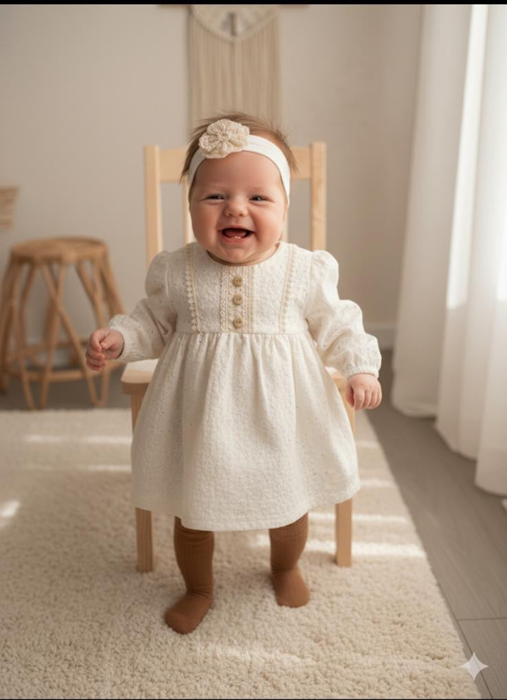 Haljinica od belog vez sa trakicom