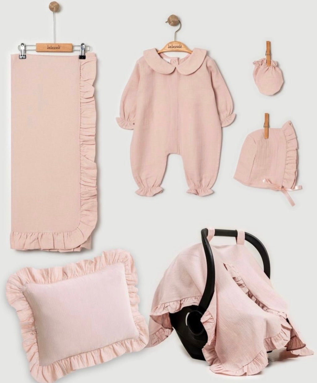 Premium muslin set za novorodjenče za izlazak iz porodilišta iz 6 delova